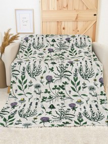 Deka mikroplyš Exclusive 150 × 200 cm – Herbár svetlo šedý