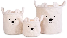 Kôše na hračky Teddy Off White 3 ks