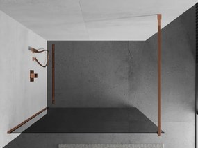 Mexen Kioto, sprchová zástena 140x200 cm, 8mm šedé sklo, profil ružové zlato, 800-140-101-60-40