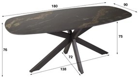 Jedálenský stôl 45-60 180x90cm Ceramik Fossil Black  - Komfort-nábytok