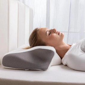 Ergonomický vankúš z pamäťovej peny bielo-šedá 60 x 35 cm
