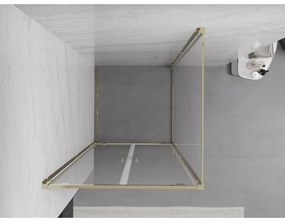 Mexen Exo, výklopný sprchový kút 90 x 90 cm, číre sklo, zlatá, 8182-090-090-50-00