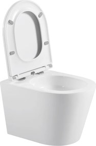 Erga Vento, závesná WC misa 490x365x365mm, Tornado 2 + toaletné sedadlo s pomalým zatváraním, biela, ERG-V03-VENTO-TO2-WH