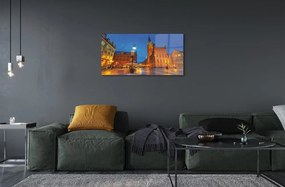 Sklenený obraz Gdańsk Staré Mesto v noci kostol 120x60 cm