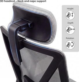 Ergonomická kancelárska stolička sivá so sieťovinou VECTOR