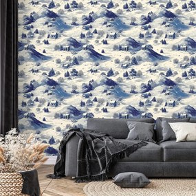 Tapeta zimná krajina s modrými horami