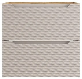 Závěsná skříňka pod umyvadlo Ocean 60 cm dub olejovaný/béžová