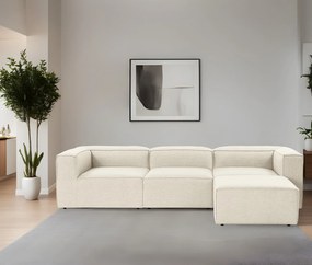 Rohová pohovka Fora zo 100% dubového rámu 296 x 185 cm, pravá, ecru