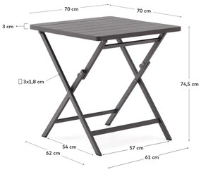 Záhradný skladací stôl retta 70 x 70 cm čierny MUZZA