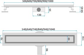 Odtokový žľab REA NEOX PRO 60 cm, brúsený nikel