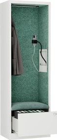 Akustická kabína SALLY MentalBox 600 mm – biely korpus, zelené sedadlo