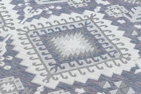 Koberec šnúrkový SIZAL SION Aztécky 3007  ploské tkanie ružový / modrý / biely
