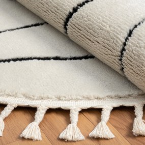 My Flair, Kusový koberec Moroccan Serenity weiß kruh, 140x140 (priemer) kruh, čiernobiela, obývacia izba