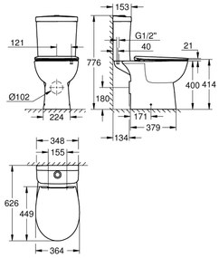 GROHE 39942000 - WC kombi súprava BAU CERAMIC keramika/biela