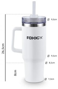 Foxigy Termohrnček do auta so slamkou 1200 ml White