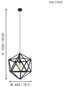 Eglo 49762 - Závesné svietidlo EMBLETON 1xE27/60W