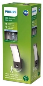 Philips-LED Vonkajšie nástenné svietidlo so senzorom SPLAY LED/12W/230V 4000K IP44