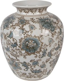 Porcelánová váza s modrými kvetmi Vintage Unique - Ø 22*25 cm