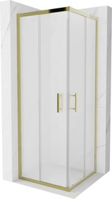 Mexen Rio, štvorcový sprchovací kút s posuvnými dverami 70(dvere) x 70(dvere) x 190 cm, 6mm sklo námraza, zlatý profil, 860-070-070-50-30