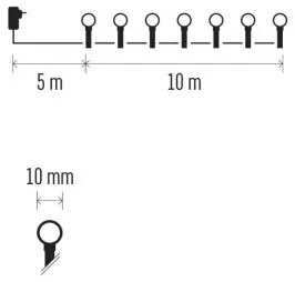 Světelný LED řetěz Cherry  s příslušenstvím 10 m barevný
