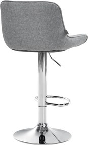 Barová stolička Vonore - látka, chróm rám - Sivá