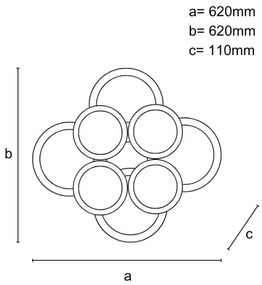 LED Stmievateľný prisadený luster LED/200W/230V 3000-6500K + diaľkové ovládanie