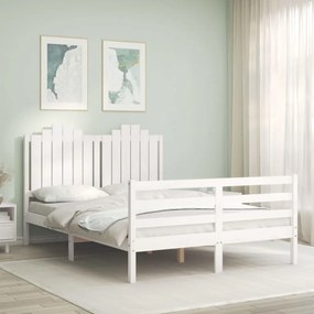 Rám postele s čelom biely 140x190 cm masívne drevo 3194162
