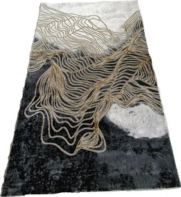 HU Čierny-hnedo-biely moderný koberec Artiste 25419A-Hnedoseda Rozmer: 200x290 cm