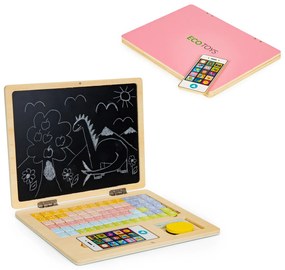 EcoToys Drevená magnetická tabuľa Notebook - ružová