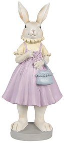 Dekorácia králičia slečna v fialových šatách s kabelkou  - 12*10*27 cm
