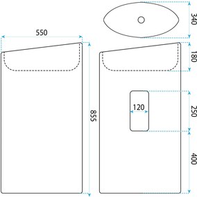 Rea Merlo, voľne stojace umývadlo, 550×340×855 mm, ecru/béžová matná, REA-U0616