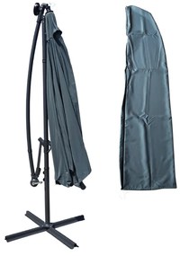 Záhradný slnečník 3,5 m so solárnym LED osvetlením – grafitový, UV50+