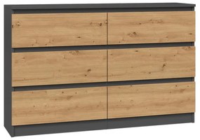 Komoda Musecalo 6 120 (antracit + dub artisan). Akcia -21%. Vlastná spoľahlivá doprava až k Vám domov. 1132809