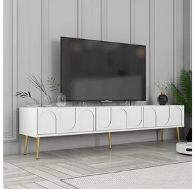 TV stolík/skrinka Bipemu 3 (biela + zlatá) . Vlastná spoľahlivá doprava až k Vám domov. 1095682
