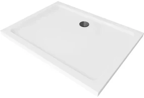 Mexen SLIM - Obdĺžniková sprchová vanička 130x100x5cm + čierny sifón, biela, 40101013B