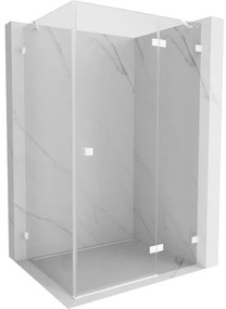 Mexen Lunar, pravostranný výklopný sprchový kút 90 x 70 cm, 8mm číre sklo, biely profil, 834-090-070-20-00-P