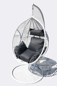 Závesné kreslo 06 biele so sivou poduškou