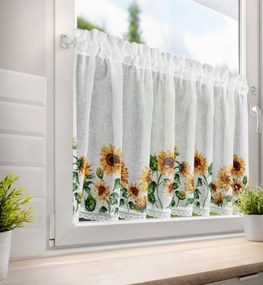 Dekorstudio Kuchynská záclonka HELIA zdobená kvetinovou potlačou a čipkou 150 x 60 cm