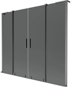 Mexen Velar L Duo, 2-krídlová posuvná vaňová zástena 200 x 150 cm, 8mm šedé sklo, brúsený grafit, 896-200-003-42-66