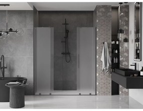 Mexen Velar Duo, posuvné sprchové dvere do otvoru 180 cm, 8mm sklo námraza, brúsený grafit, 871-180-000-32-95