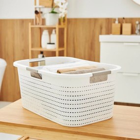 Kôš na čistú bielizeň COUNTRY biely, 40 l