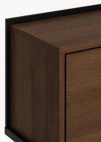 RTV skrinka Zenar 200 cm s kovovými nohami a zásuvkou - elegantný orech / čierna