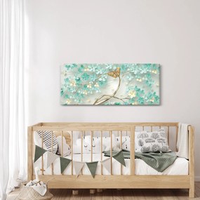 Obraz kvety s motýľmi (120x50 cm)