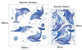 Veselá Stena Samolepka na stenu na stenu Vesmírne delfíny