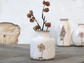 Krémová keramická dekoračná váza s kvetom Versailles - Ø 9*10cm
