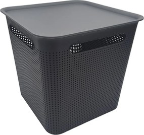 Rotho Úložný box s vekom a s madlami BRISEN 18l, 29x29x29cm, čierny