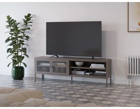 Sivý kovový TV stolík 160x50x35 cm Layna – Marckeric