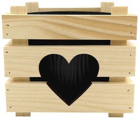 AMADEA Drevený obal na kvetináč so srdcom, 17x17x15cm Český výrobok