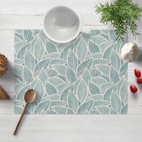 Biante Dekoračné prestieranie na stôl Leona LN-166 Biele listy na modrozelenom 35x45 cm