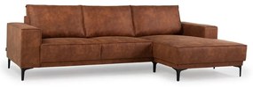 Koňakovohnedá rohová pohovka z imitácie kože (pravý roh) Copenhagen – Scandic